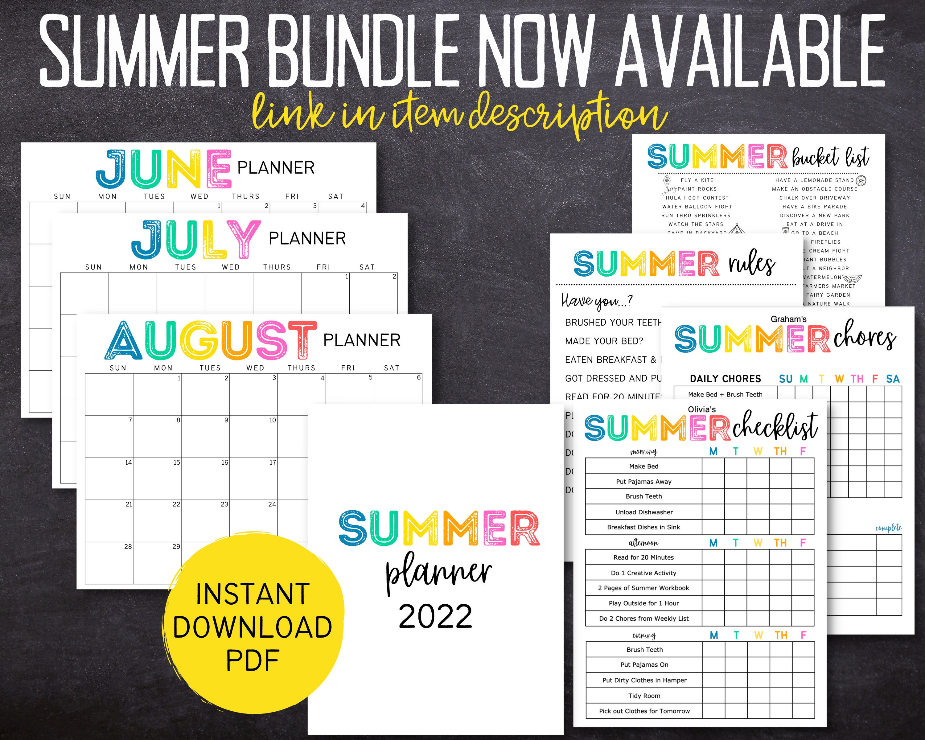 Printable SUMMER Rules for Kids Chore Chart for Kids - Etsy