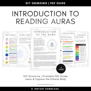 Printable Introduction to Aura Energy Guide, Auras Colour Meanings, DIY Witchy Grimoirie Pages, Beginner Spiritual Guide, Digital Download