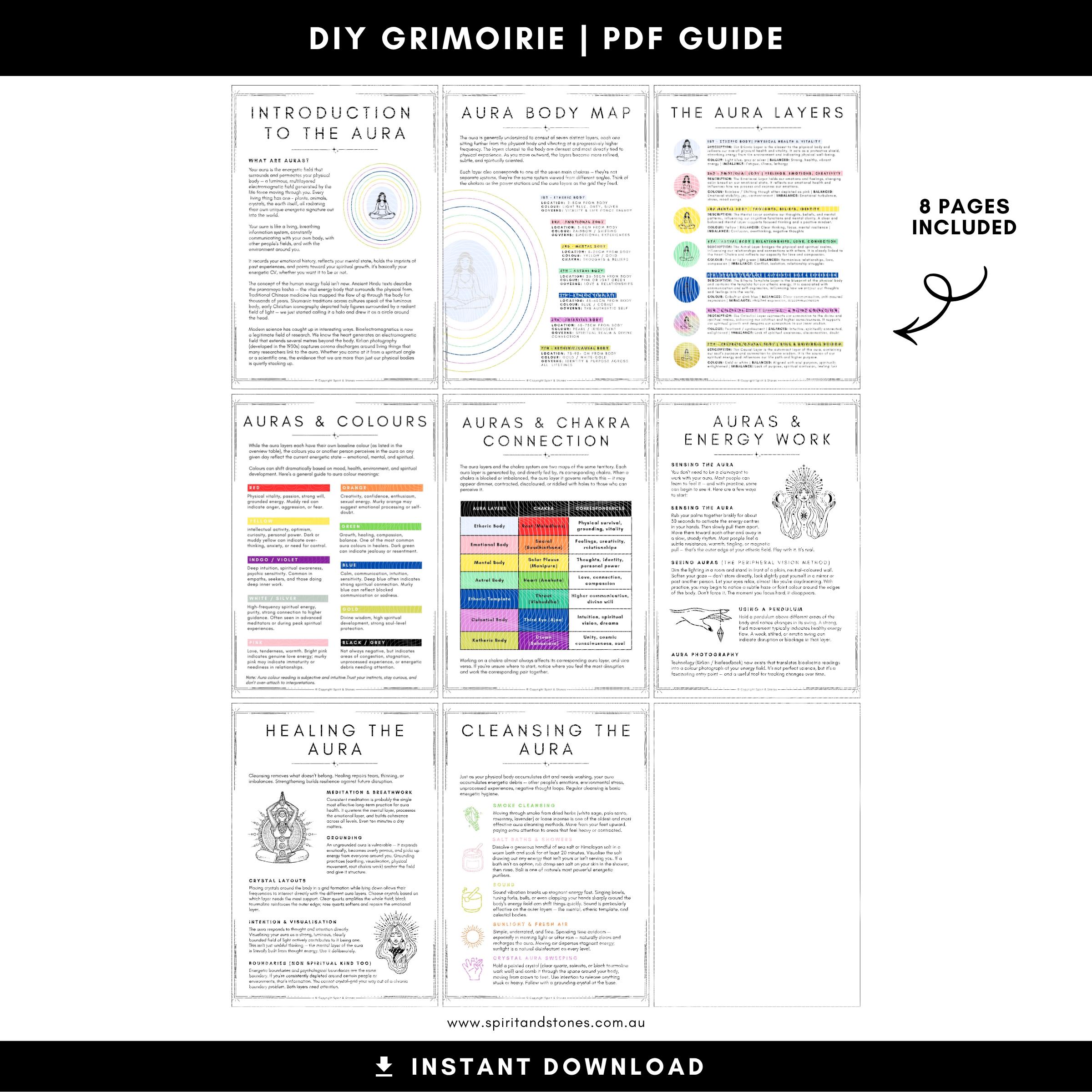 Printable Introduction to Aura Energy Guide, Auras Colour Meanings, DIY ...