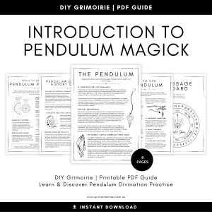 Guía imprimible de magia con péndulo, libro electrónico imprimible sobre péndulo, páginas de grimorio de brujería para hacer tú mismo, guía imprimible sobre péndulo de cristal, descarga digital.