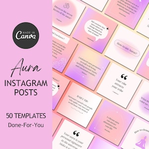 Aura Instagram Post Templates, Spiritual Canva Templates, PLR and Master Resell Rights, Life Coach Template, Gradient Theme