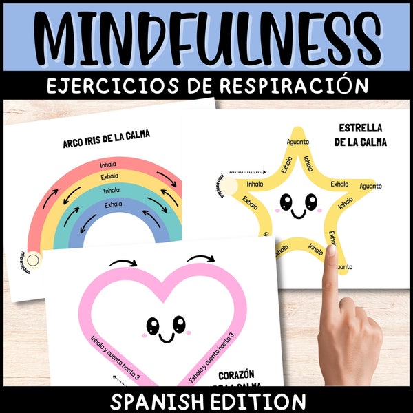 Exercices de respiration pour les enfants, Cartes de respiration de pleine conscience en espagnol, Pleine conscience pour les enfants, Affiches, Méditation pour les enfants