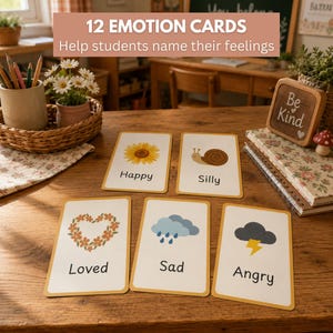 落ち着きコーナーキット コテージコア教室装飾、落ち着き戦略ポスター、感情カード、編集可能なCanvaテンプレート、居心地の良い落ち着きコーナー 画像 3