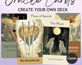 Orakelkarten-Vorlage für Canva, Erstelle dein eigenes Orakelkartenset, Druckbare Affirmationskarten zum Selbermachen, Tarotkarten-Vorlage für kommerzielle Nutzung in 3 Größen