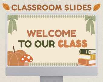 Fall Daily Slides, Editable Canva Classroom Templates, Cottagecore Morning Meeting Slideshow, Autumn Teacher Slides, Back to School Decor