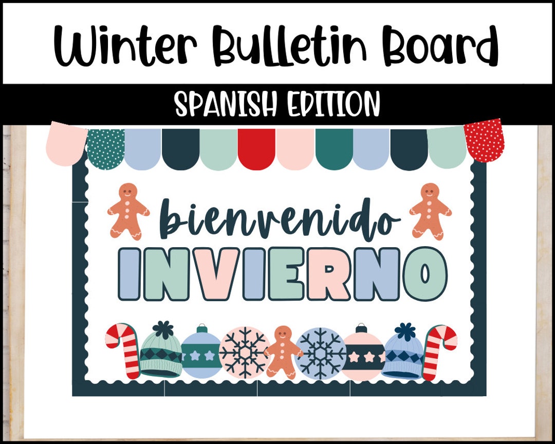 Winter Bulletin Board in Spanish Winter Bulletin Board Kit Etsy