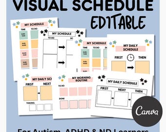 Visual Schedule Printable | Autism ADHD Classroom | Editable First Then Board | Neurodivergent Kids