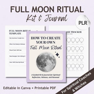 Full Moon Ritual Kit & Journal, Editable Canva Template, PLR License, Spiritual Workbook, Witchy Printable, Moon Magic Ritual Guide