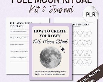 Full Moon Ritual Kit Printable, Moon Journal and Spiritual Workbook, Witchy Ritual Guide, Canva Template, Moon Magic Planner