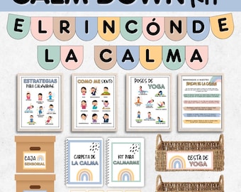 Spanish Calm Down Corner Kit, Mindfulness, Emotions & Coping Strategies, Printable SEL Resources for Classroom and Homeschool