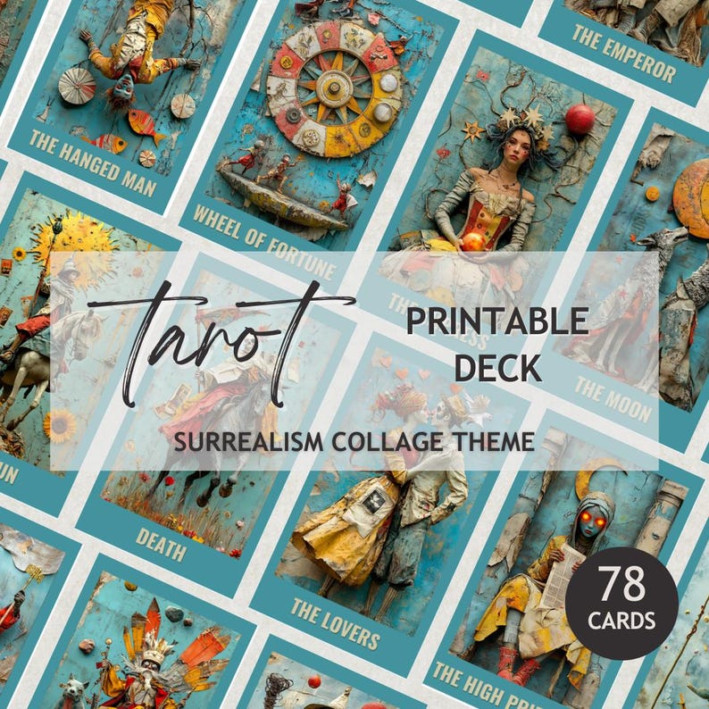 Printable Tarot Deck 78 Cards | Collage Art Tarot Cards Digital ...
