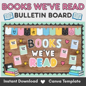 Books We've Read Bulletin Board Editable Canva Template, Composition Notebook Classroom Decor,  Reading Corner Printable Digital Download
