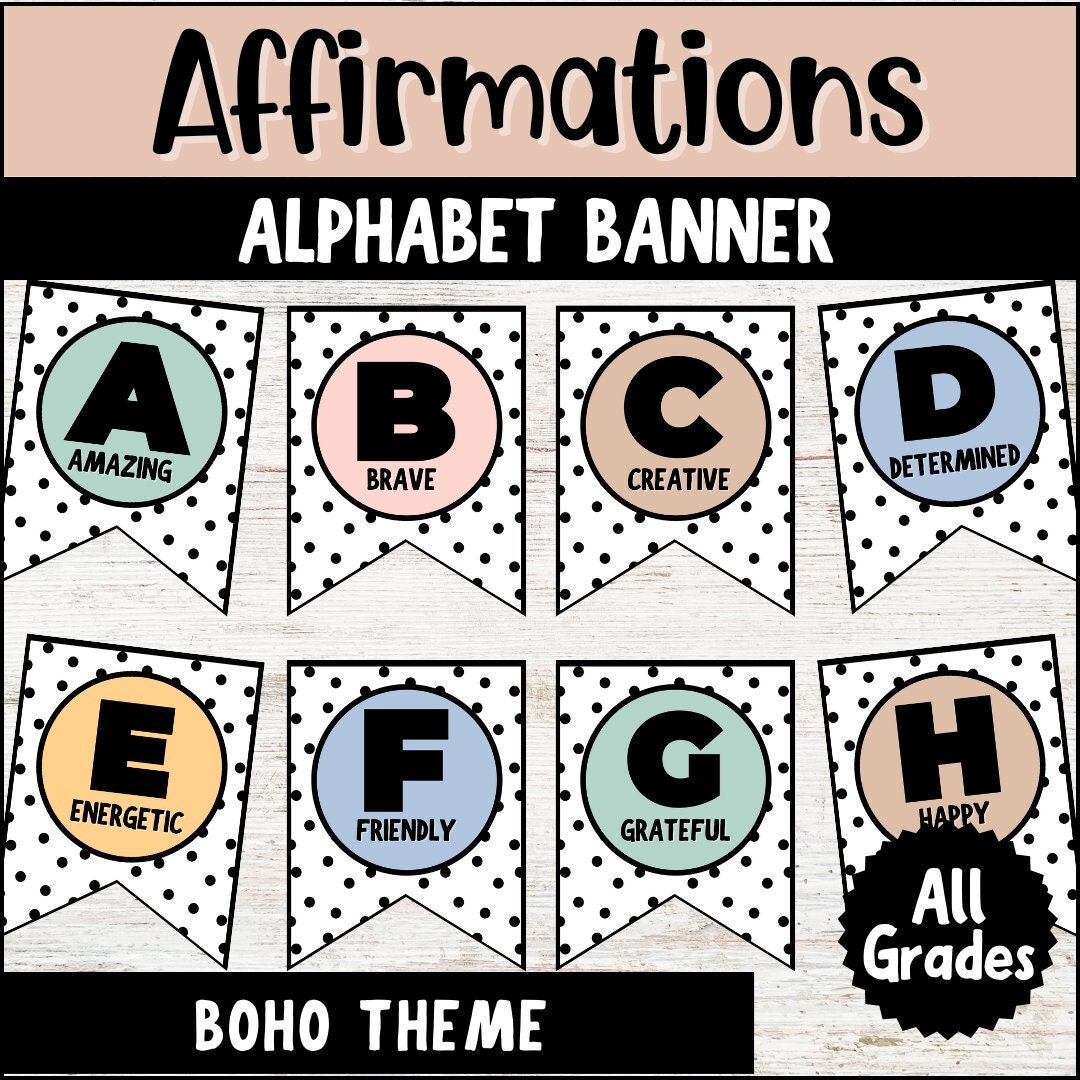 Positive Affirmations Alphabet Banner Alphabet Banner - Etsy
