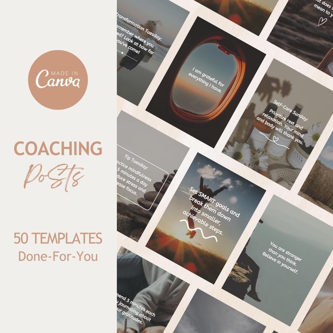 Coaching Instagram Posts Templates, Life Coach, Editable in Canva, Done ...