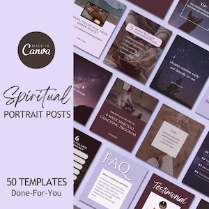 Spiritual Coach Post Templates, Canva Editable, Coaching Business, Holistic Wellness Social Media Bundle, Mystical Earthy Aesthetic