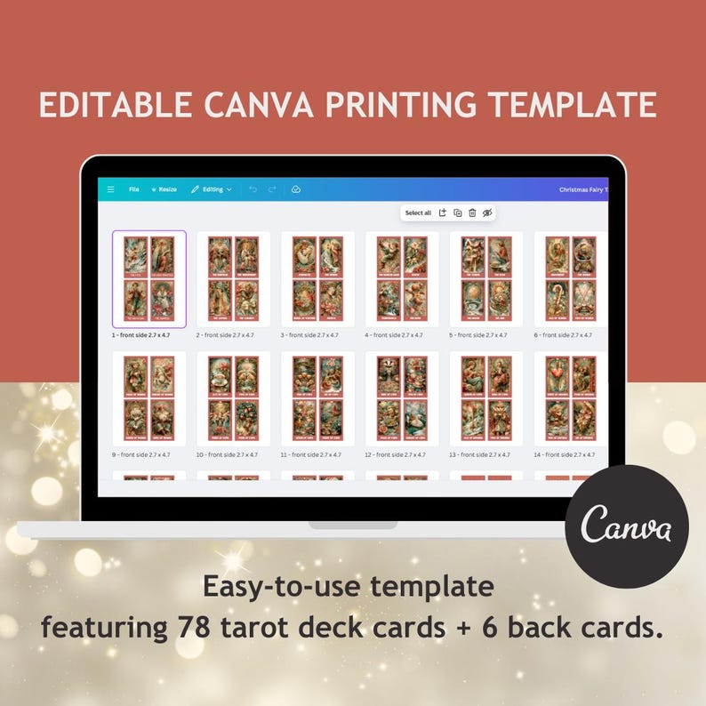 Christmas Fairy Tale Tarot Deck Template, Canva Editable, Printable ...