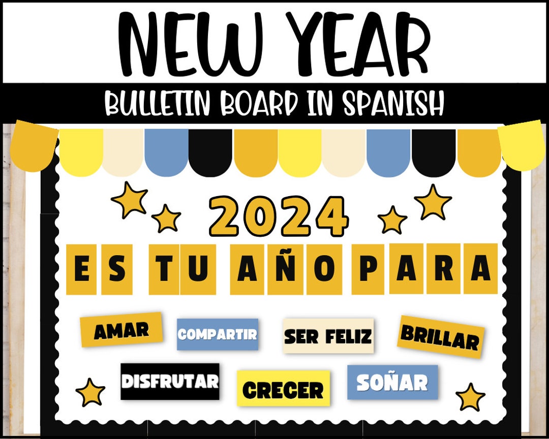 New Year Bulletin Board in Spanish New Year's Resolutions Bulletin