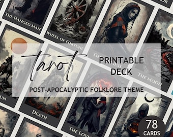 Gothic Tarot Deck 78 Cards Printable | Dark Tarot Cards Digital Download | Goth Tarot Canva Template Commercial License