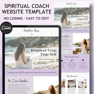 Spiritual Coach Canva Website Template Wellness Aesthetic Landing Page Holistic Web Design Astrology Mystical Sales Page Template