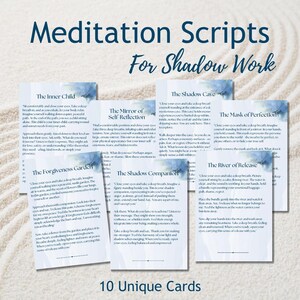 Schaduwwerk Geleide Meditatiekaarten, Afdrukbare Scripts voor Zelfgenezing, Emotionele Groei en Innerlijk Werk, Digitale Download