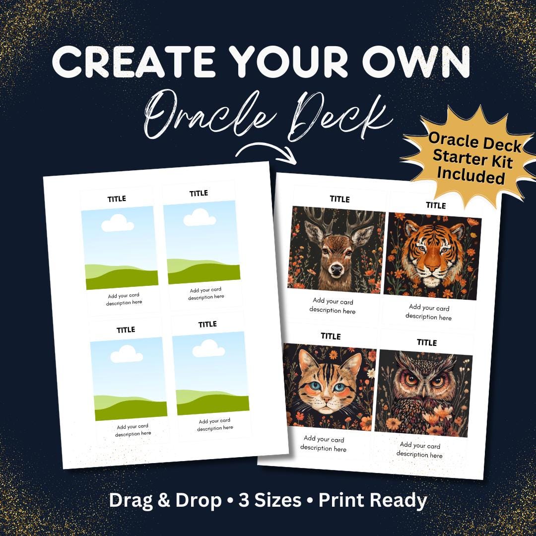 Oracle Card Sizes Chart Oracle Card Template Canva, Create Your Own Oracle Deck, Blank Card ...
