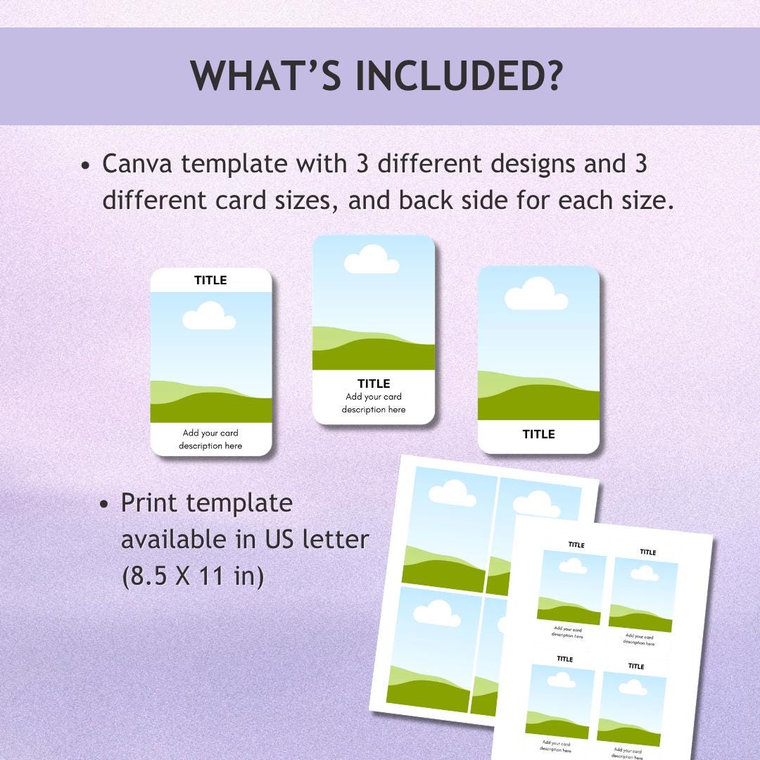 Oracle Card Sizes Chart Oracle Card Template Canva, Create Your Own Oracle Deck, Printable ...
