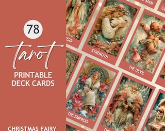 Christmas Fairy Tale Tarot Deck Template, Canva Editable, Printable Digital Download, Commercial Use