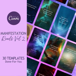 Manifestation Reel Templates Vol 2, Spiritual Coach, Affirmations Reel Template, Galaxy Motivational Reel, Abundance, Holistic