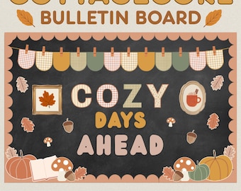 Cozy Fall Bulletin Board Kit, Cottagecore Classroom Decor, Editable Canva Template, Autumn Pumpkin Printable, Teacher Bulletin Board Set