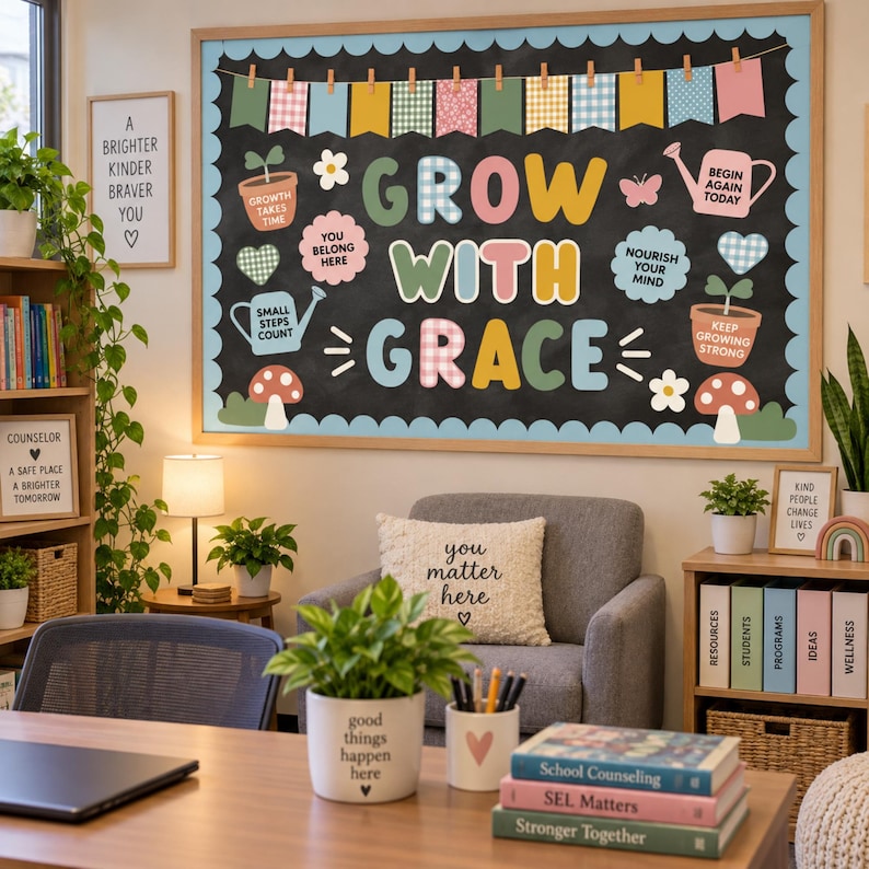 Mental Health Bulletin Board Kit, SEL Classroom Decor, Growth Mindset ...