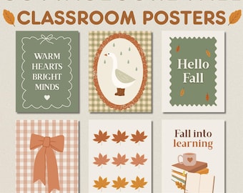 Cozy Fall Classroom Posters, Cottagecore Autumn Decor, Editable Canva Template, Printable Wall Art, Multiple Sizes, Instant Download