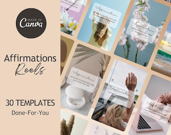 Affirmations Reel Templates, Life Coach, Aesthetic Reel Templates, Motivational Reel, Wellness Templates, Spiritual Coach Template, Editable