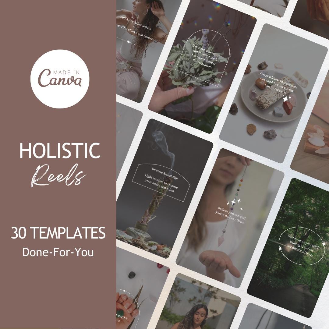 Holistic Reel Templates 30 | Wellness Coach Instagram Reels Canva ...