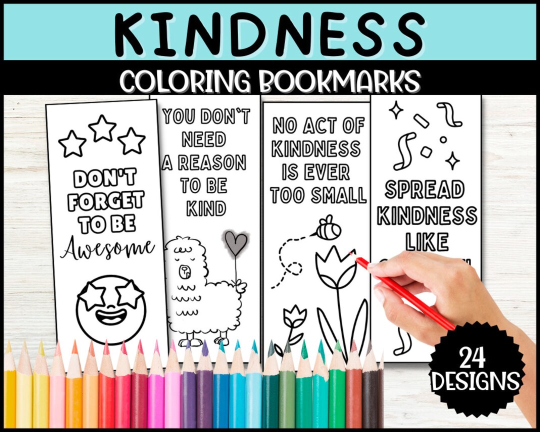 Kindness Coloring Bookmarks, Kindness Day Activity, Printable Bookmarks