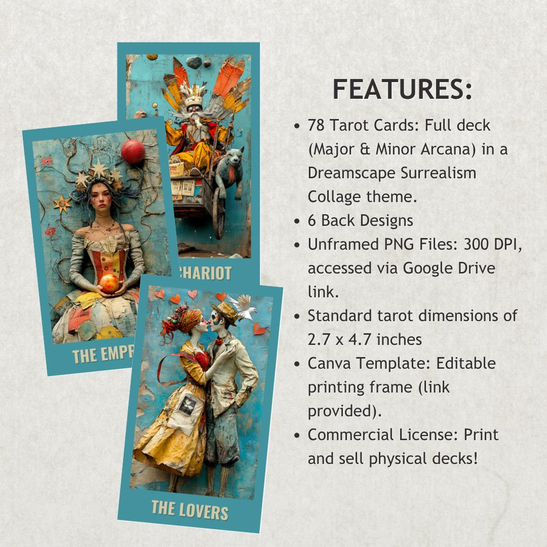 Printable Tarot Deck 78 Cards | Collage Art Tarot Cards Digital ...