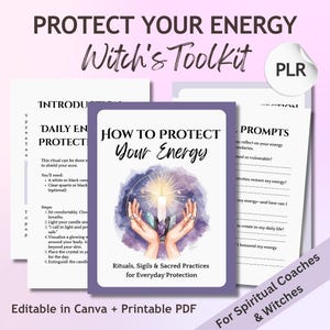 Healing Energy Work Toolkit, Witchy Ritual Guide, Sigils & Meditation Journal, Spiritual Healing Workbook, Editable Canva Template PLR