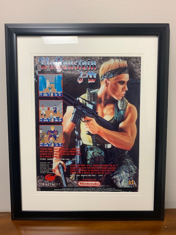 Vintage 90s Wolfenstein 3-D Framed Video Game Add