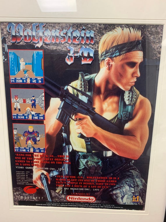 Vintage 90s Wolfenstein 3-D Framed Video Game Add