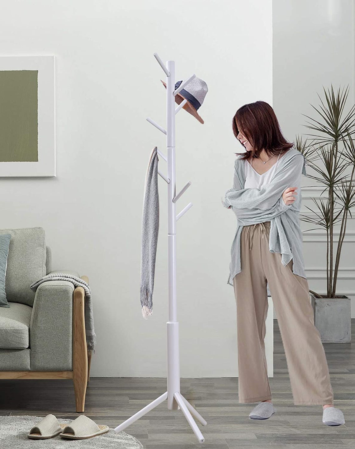 Wooden Coat Hanging Stand Entryway Organizer Hat Rack Etsy