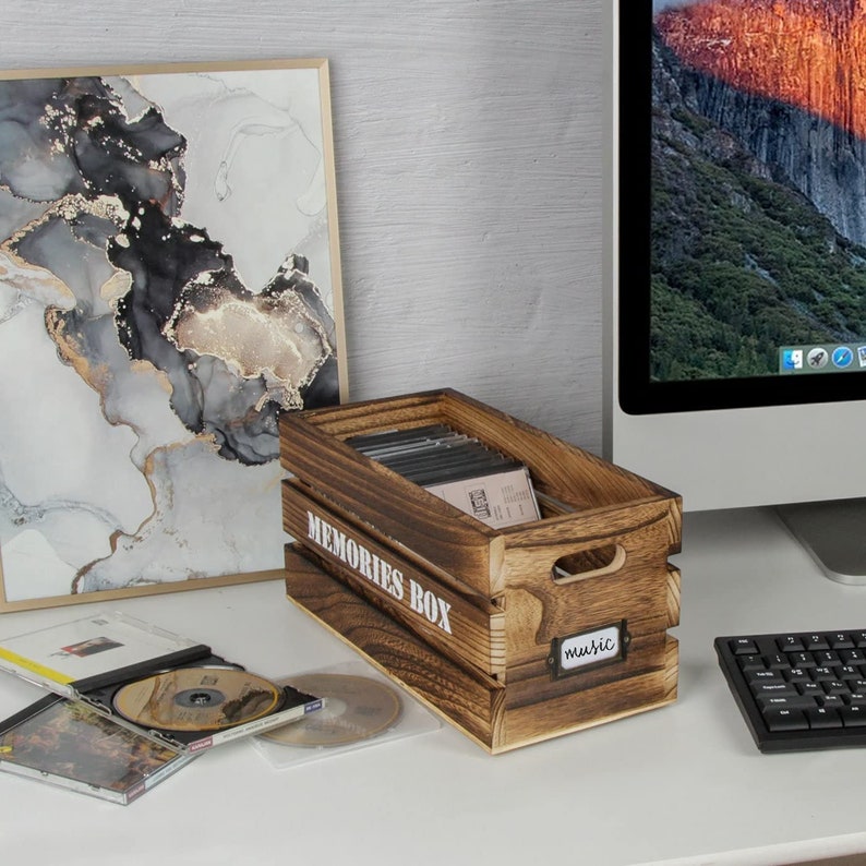 Wood CD Storage Box CD Holder CD Organizer Case Wood Etsy
