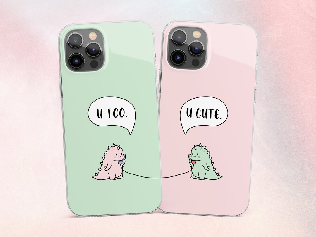 Baby Dinosaur Phone Case, Couple Dino Cover for iPhone 13, 12, 11 Pro, XS,  7, 8, Fits Samsung S10, S20 Fe, S21, A51, A52, Huawei P30, P40 