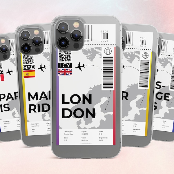 Billet d'avion et carte d'embarquement pour iPhone 15 14 13 Pro Max 12 11 XR XS SE 2022 pour Samsung S23 S21 S20 S10 A32 A33 A34 A52 A53 A54