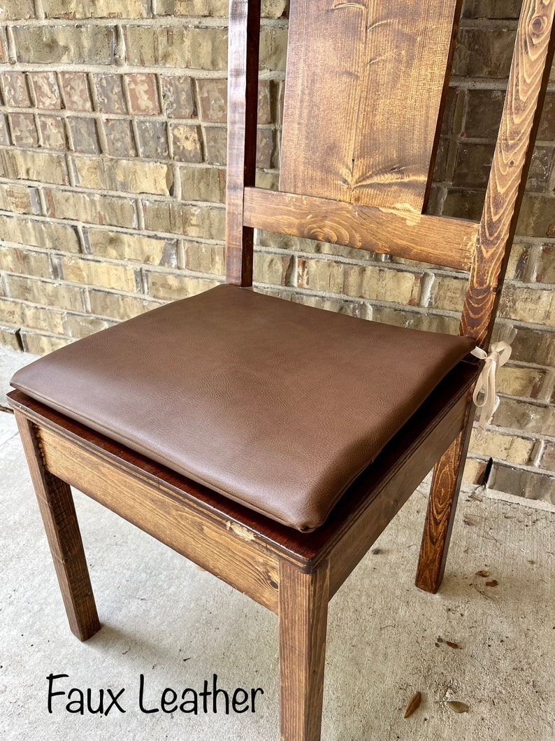 Custom Chair Cushions // Barstool Cushion // 15 x 17 // 15 x 15 // Message for Custom Sizes & Fabric // Ticking Stripe // NEW Faux Leather image 2