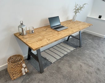 Flamed desk with Steel A Frame Legs