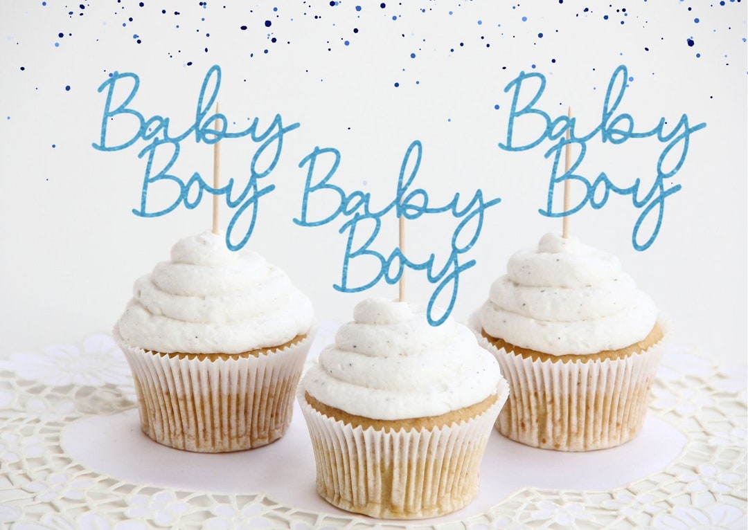 Baby Boy Cupcake Toppers/ Baby Shower Cupcake Toppers/ Baking Cake