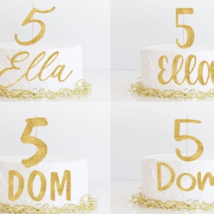 Name & Age Cake Charms in Mirror or Glitter, Script and Bold Font Styles
