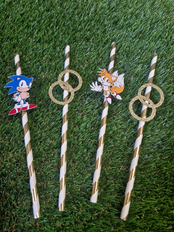 Sonic Inspired Party Straws, Sonic Birthday Decorations, Gamer Kids Party Supplies, Blue Hedgehog Theme Drink Straws