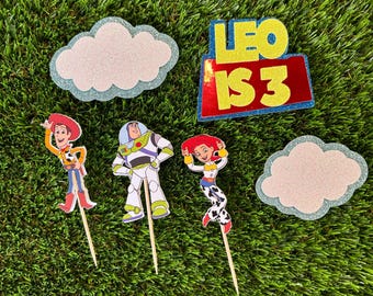 Toy Story Cake Toppers/Personalised Toy Story Cupcake Toppers/ Woody Cake Topper/ Buzz Cake Topper/ Jessie Cake Topper/Birthday Cake Toppers