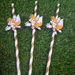 Sonic Inspired Party Straws, Sonic Birthday Decorations, Gamer Kids Party Supplies, Blue Hedgehog Theme Drink Straws zdjęcie 5