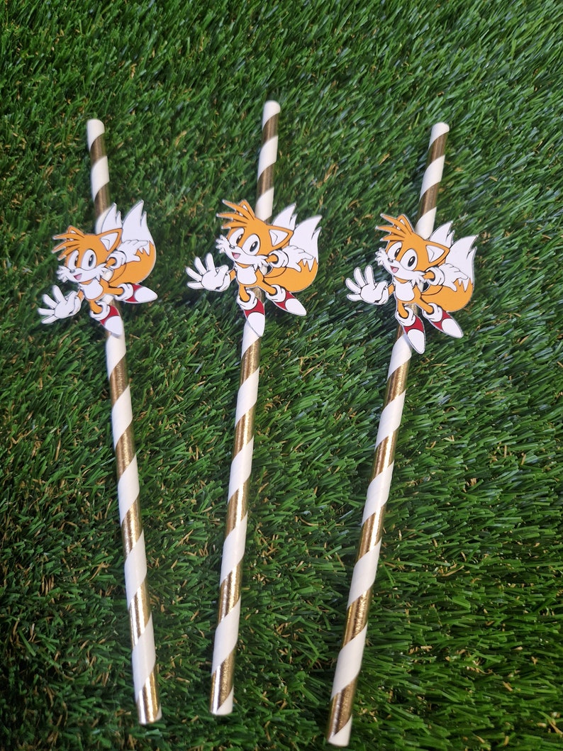 Sonic Inspired Party Straws, Sonic Birthday Decorations, Gamer Kids Party Supplies, Blue Hedgehog Theme Drink Straws zdjęcie 5